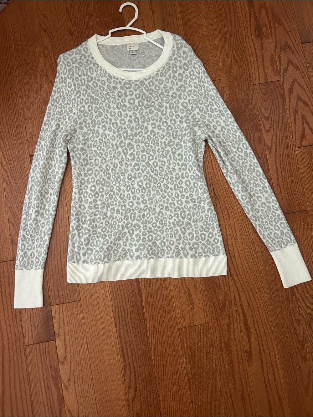 a new day Gray Leopard Print Crewneck Sweater